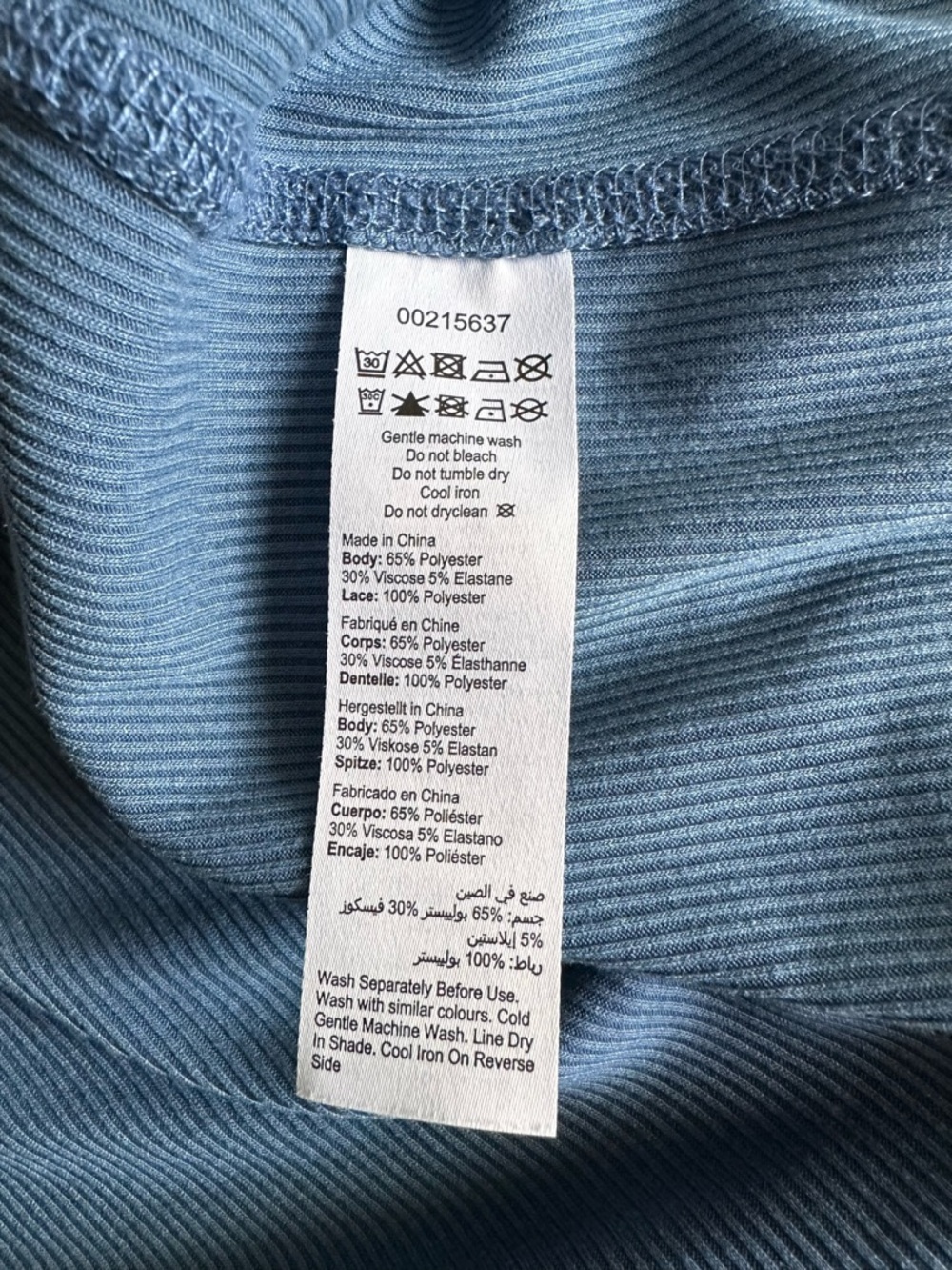Avenue Blue Ribbed Henley Tunic with Crochet Trim - Picture 6 of 6